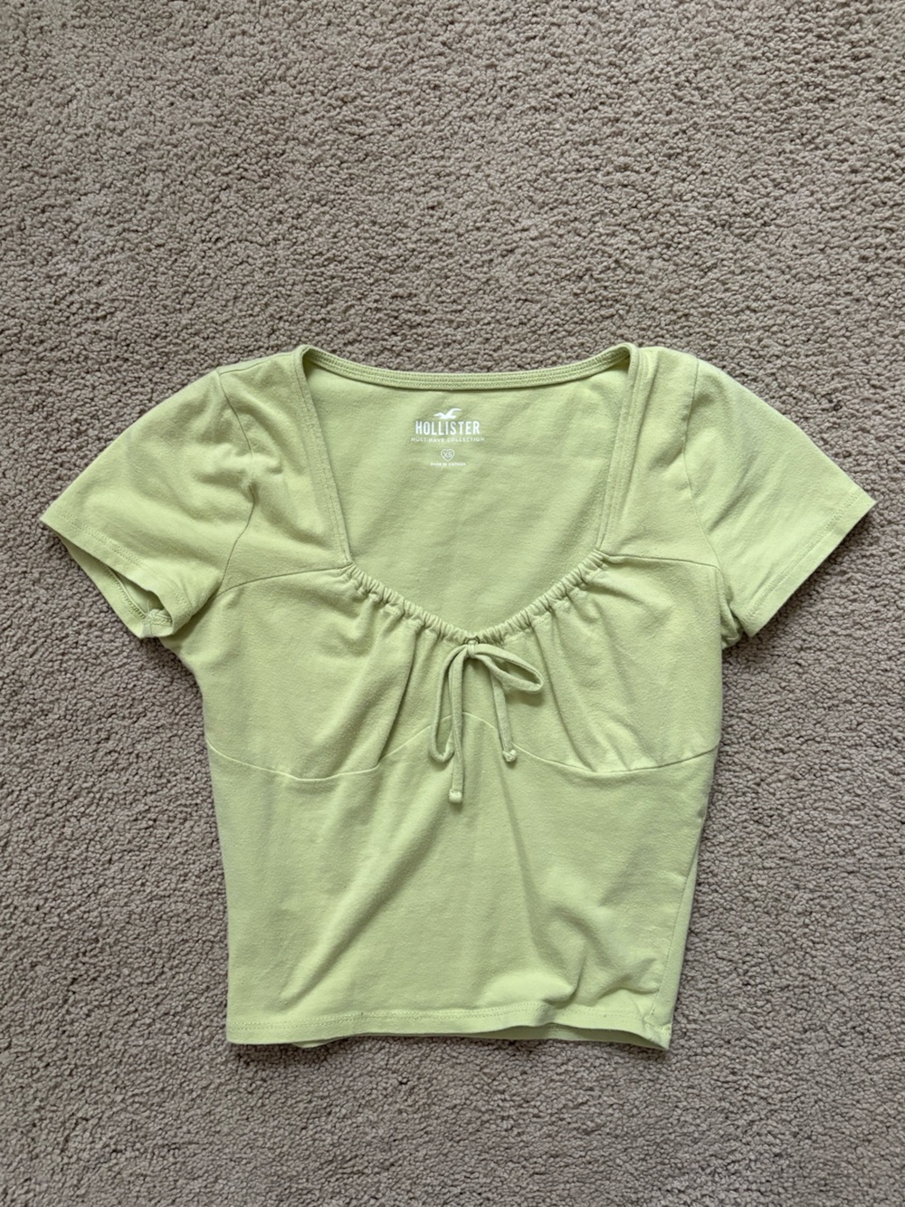 Hollister Women's Light Green Tie-Front Scoop Neck Top Size XS
